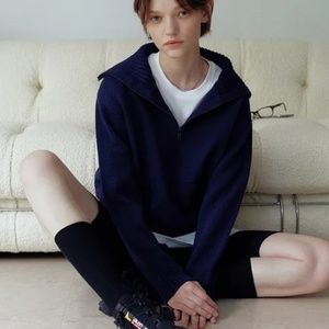 Navy Blue Hackesh Quarter Zip Sweater